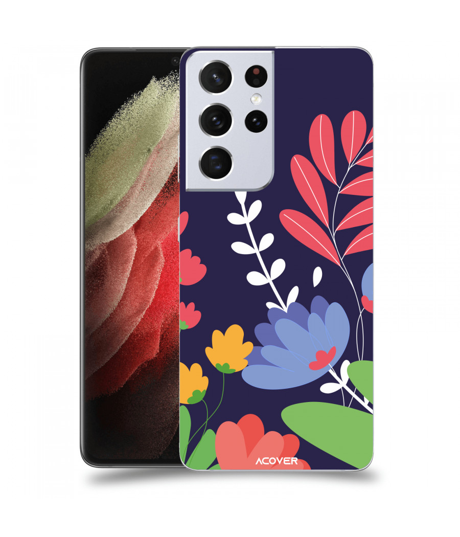 ACOVER Kryt na mobil Samsung Galaxy S21 Ultra 5G G998B s motivem Colorful Flowers